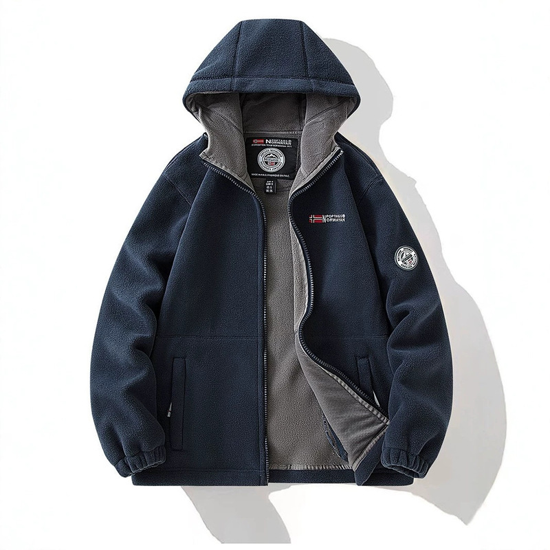 【9819】Cross-border Norway-style cold-resistant, warm, and thickened double-layer hooded fleece winter jacket, plus size for men 【9819】Cross-border Norway-style cold-resistant, warm, and thickened double-layer hooded fleece winter jacket, plus size for men