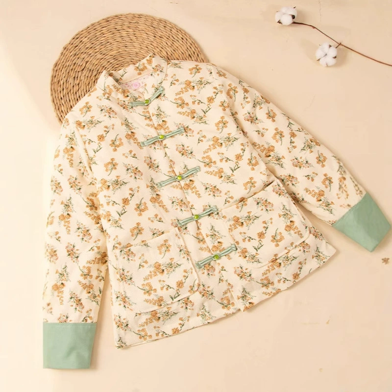 Зимний новый новый китайский стиль мамы чистый хлопок ручной работы хлопчатобумажное пальто