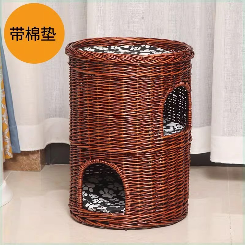 Nido de gato de caña caliente felino de cuatro estaciones desmontable general casa de gato villa pequeña perro de casa de gato felino de sauce estera