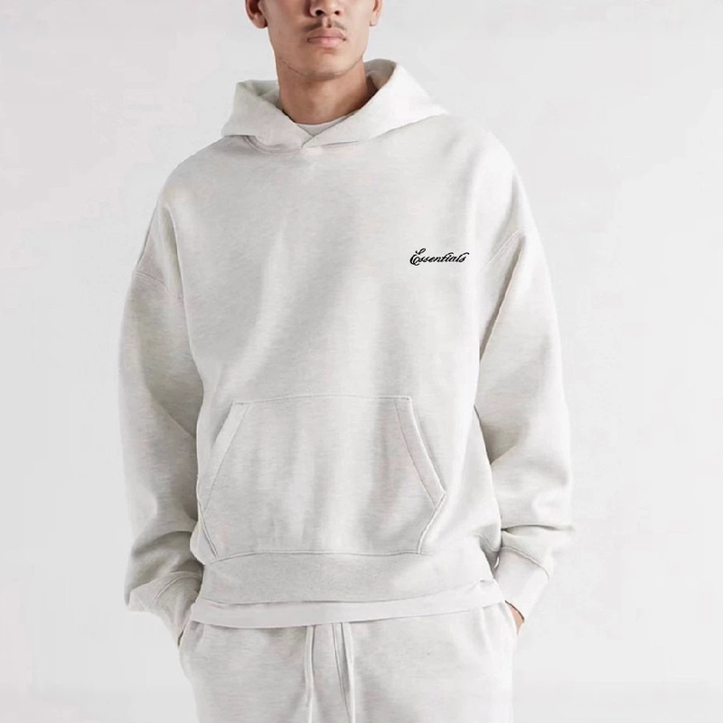 ESSENTIALS 26S American street style campus hoodie, unisex, couples' style, fleece-lined ESSENTIALS 26S American street style campus hoodie, unisex, couples' style, fleece-lined