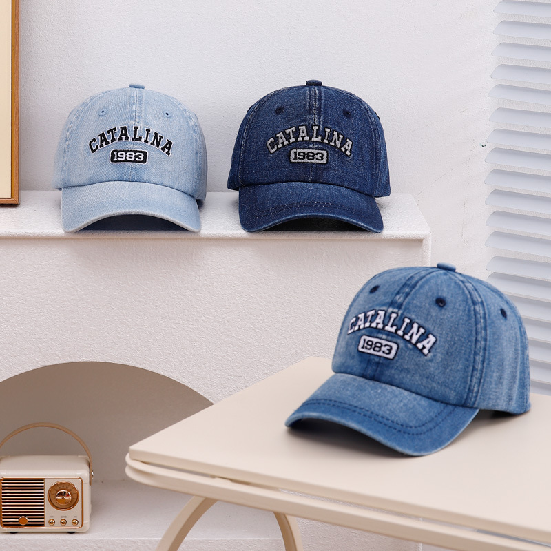 Sombreros infantiles de moda lavados primavera y verano bordados para niños y niñas tendencia coreana versátil sombrero de béisbol nuevo sombrero
