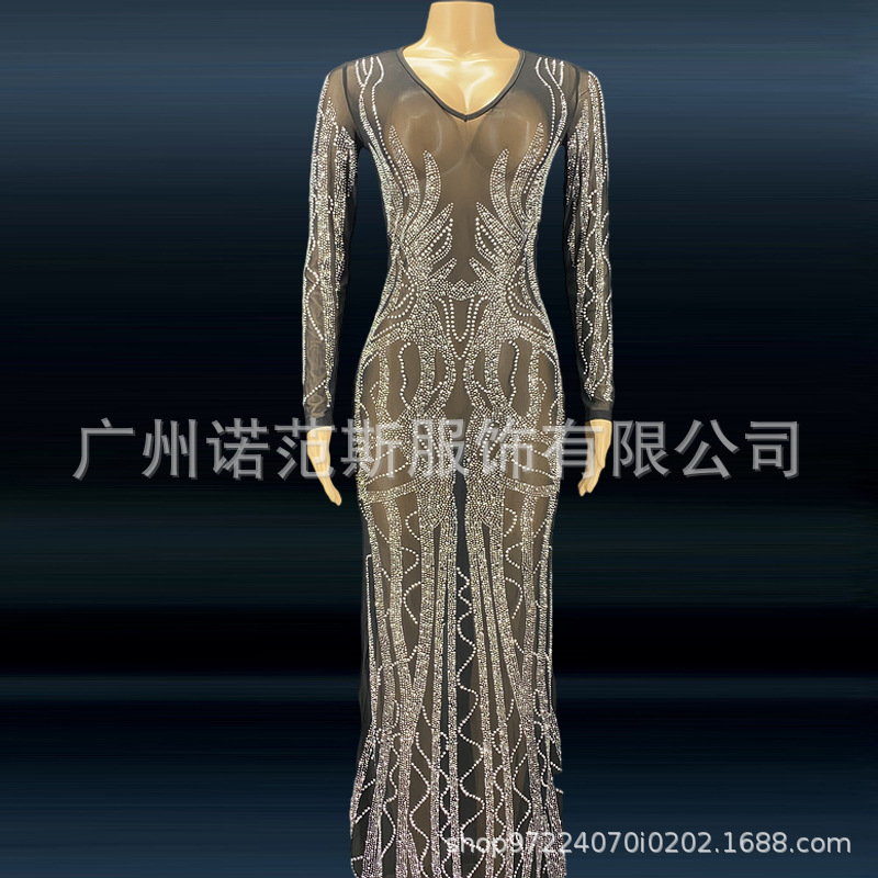 Spring Women's Sexy Black Perspective Low-key Evening Dress Long Elegant High Quality Plus Size Cocktail Evening Dress