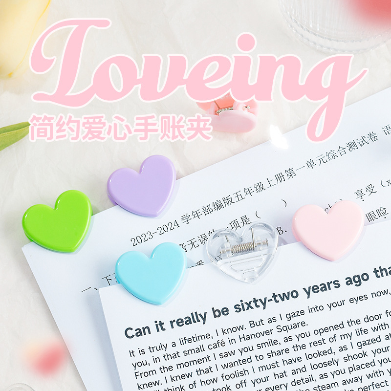 Japonés niña suave rosa amor pequeño clip linda chica corazón plástico foto decoración clip estudiante ins carpeta