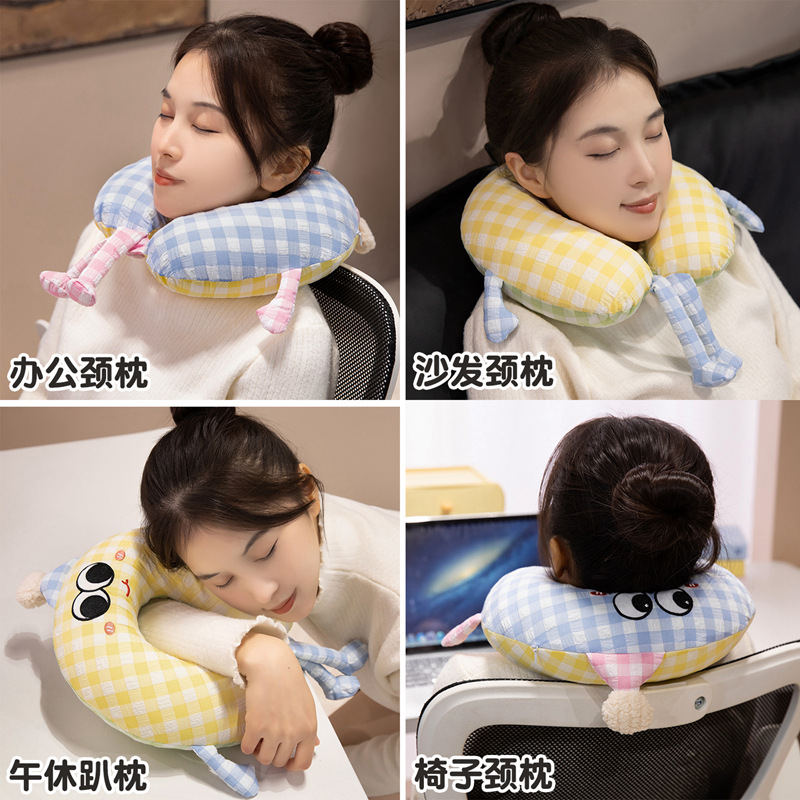 almohada de tela de dopamina u almohada de algodón de memoria almohada de viaje portátil para dormir en tren de alta velocidad almohada de cuello avión columna vertebral cervical almohada U