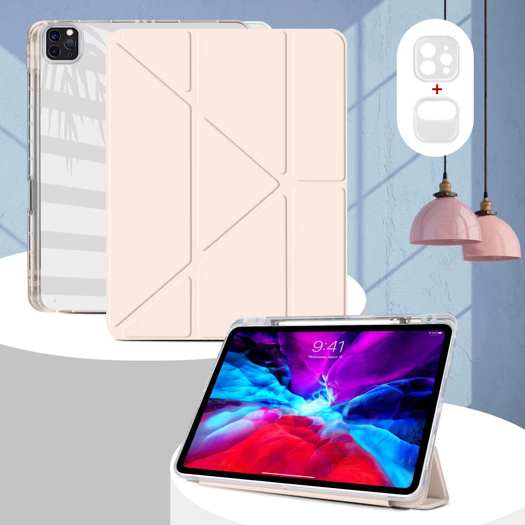 Защитная накладка для iPad Pro 11 / iPad 10.9 — высокопрозрачная акриловая задняя панель, подставка Y-образной складки