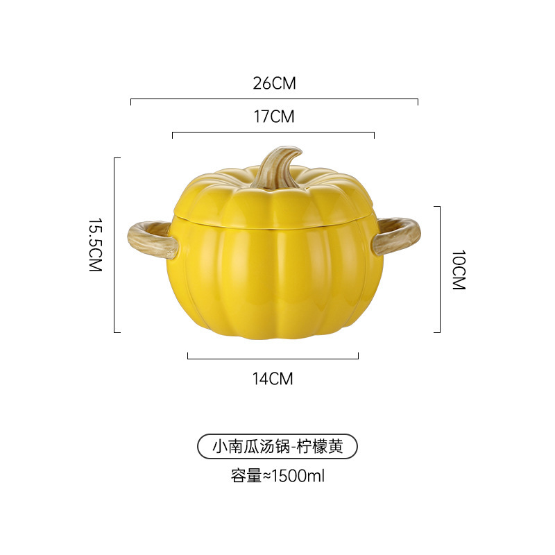 Olla de sopa de cerámica creativa para el hogar tazón de sopa de doble oreja de calabaza de alto valor tazón de fideos de caracol tazón de sopa grande con tapa