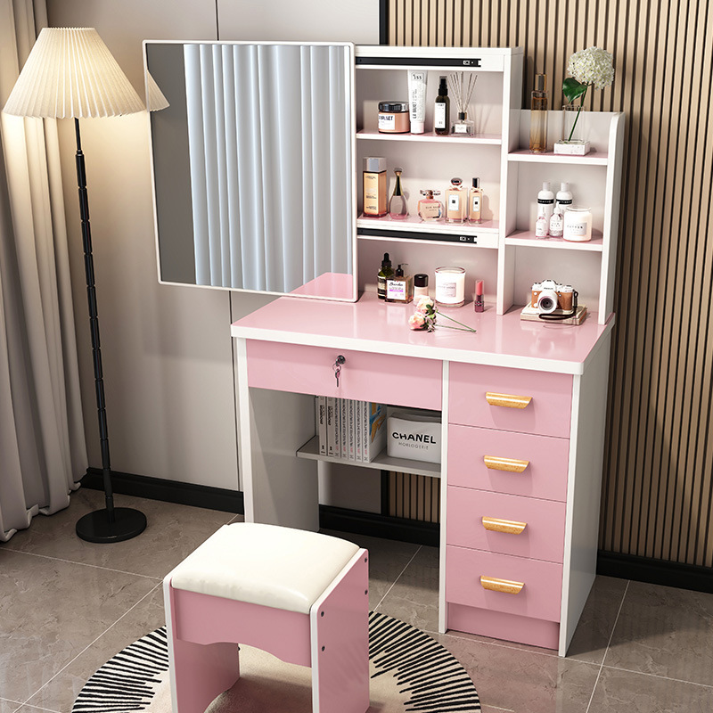 Alta sensación de ensamblaje de dormitorio mesa de maquillaje mini gabinete de maquillaje en línea popularidad moderna simple mesa de maquillaje