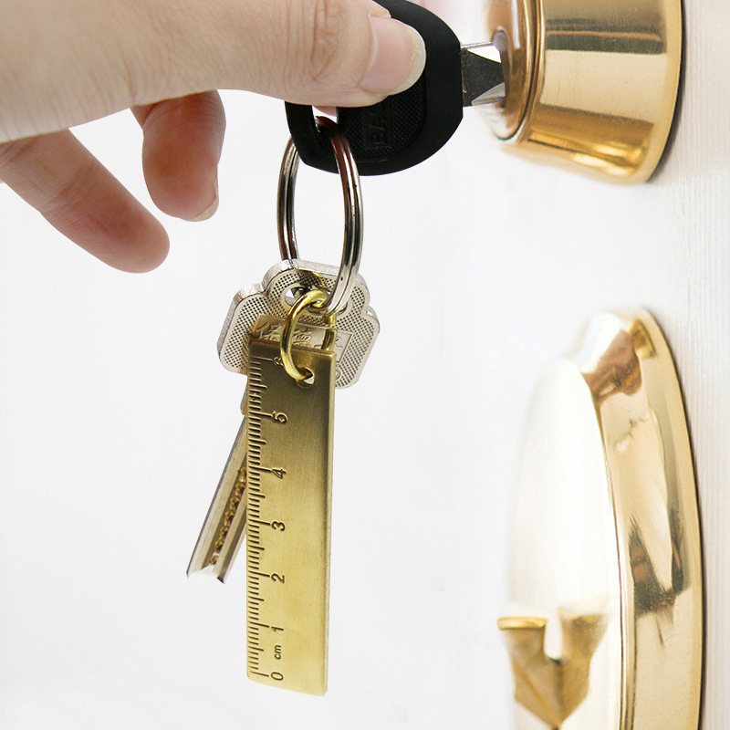 6cm小铜尺 加厚黄铜金属直尺子 测量工具 钥匙挂件工艺礼品五金