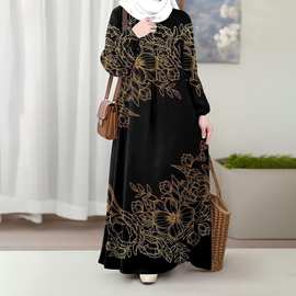 跨境宽松女士长款穆斯林连衣裙(一件代发，图片不限，价格可谈）