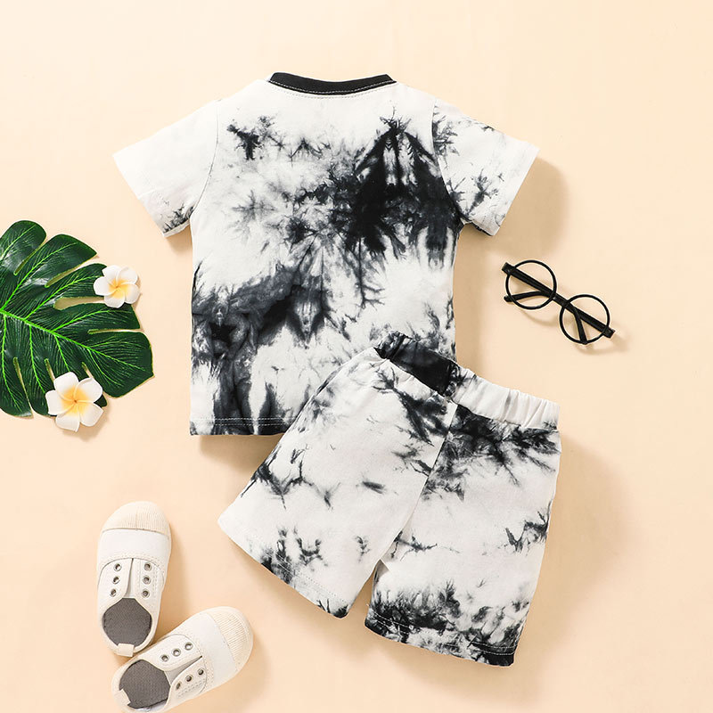 Tie-dye Kid Short-sleeved T-shirt Shorts Two-piece Children's Clothing Suit display picture 3