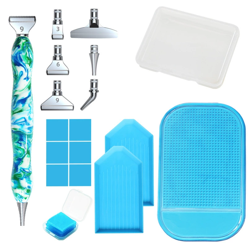 Diamond Pen Tool Set, Multi-Color Handle, Metal Heads & Diamond Bits, Compact Case