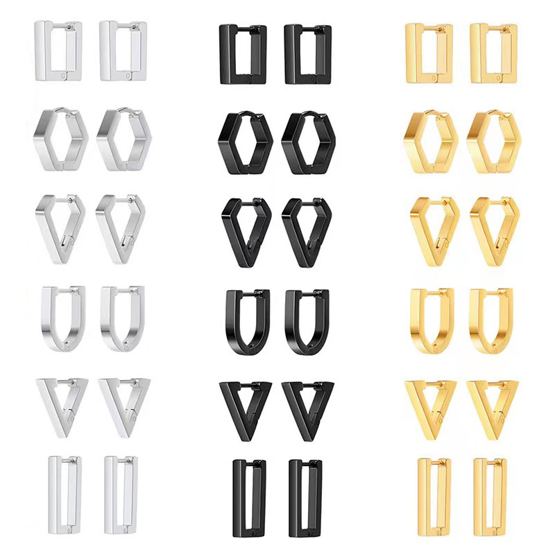 Wholesale special-shaped earrings earrings triangular hexagonal rectangular earrings stainless steel earrings cross-border fashion earrings