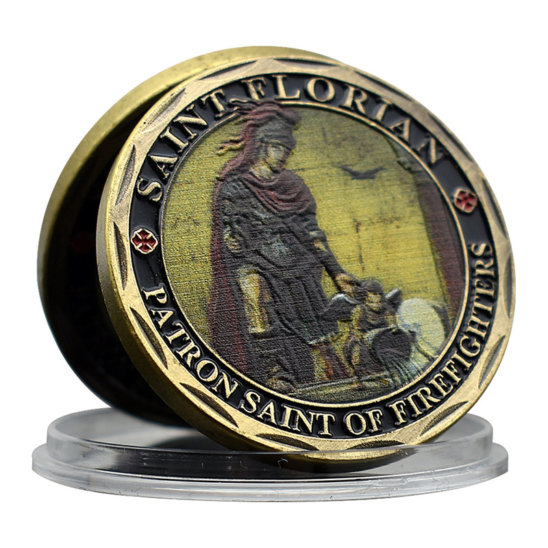 Saint Florian Copper Patron Saint Firefighter Memorial Medal Collection Honorary Courage Badge Souvenirs