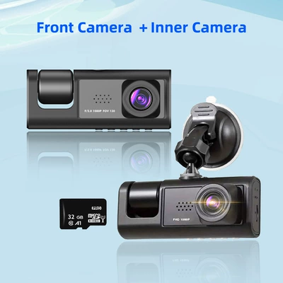 Three-Camera Dashcam with High-Definition Night Vision, Mobile Phone Connectivity, Simultaneous Recording of Front, Interior, and Rear of the Vehicle (Driving recorder) - does-not-come-with-memory-card-dual-dash-cam-front-interior-recording-with-wifi