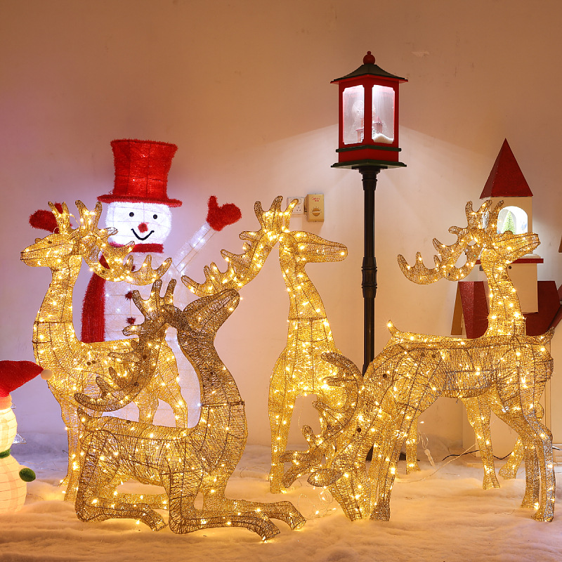 Navidad hierro ciervos decoraciones centro comercial escena diseño suministros modelado Navidad ciervos adornos alces luminosos