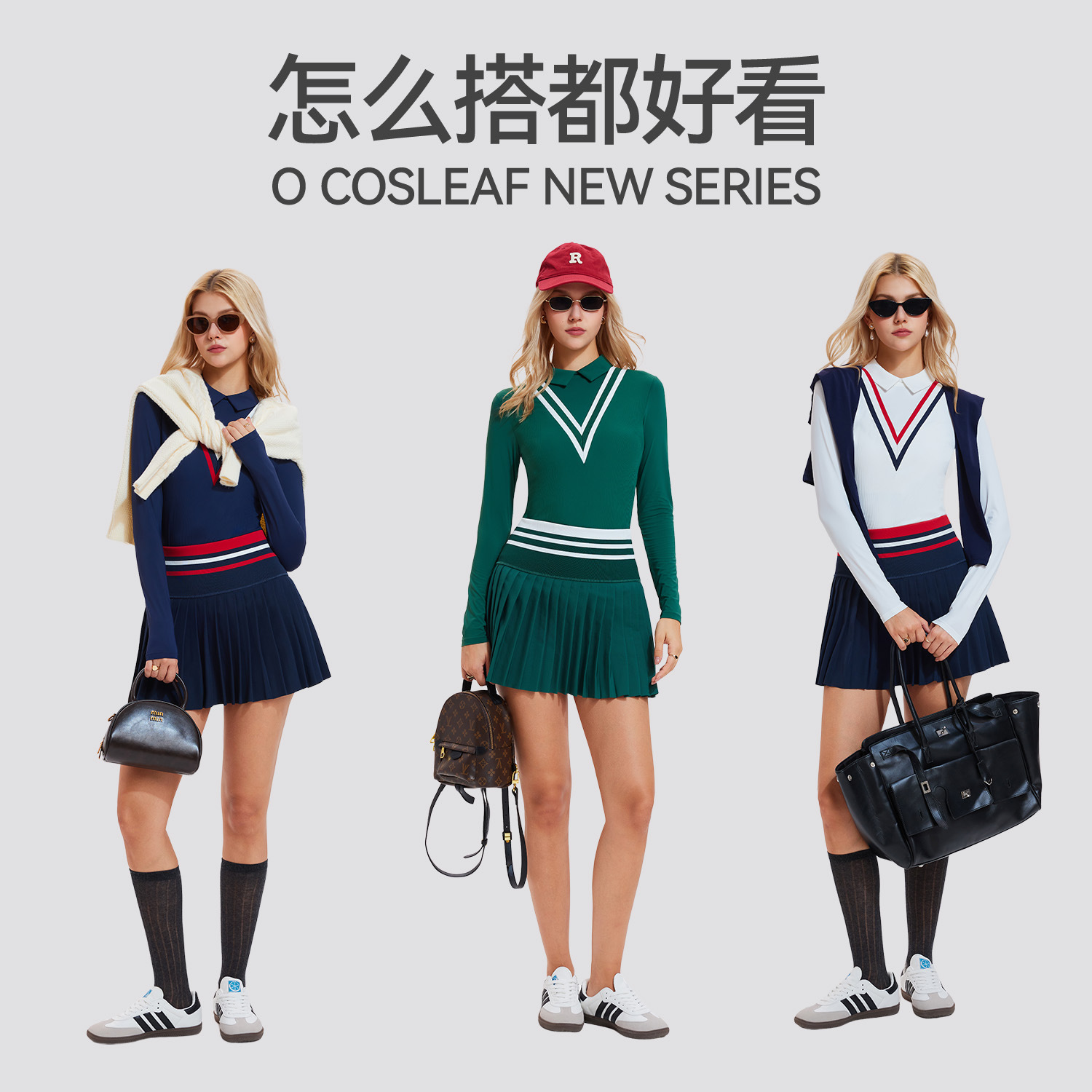 Trajes deportivos de tenis con solapa, mangas largas, falda corta, ejercicio, yoga, golf, tenis de dos piezas.