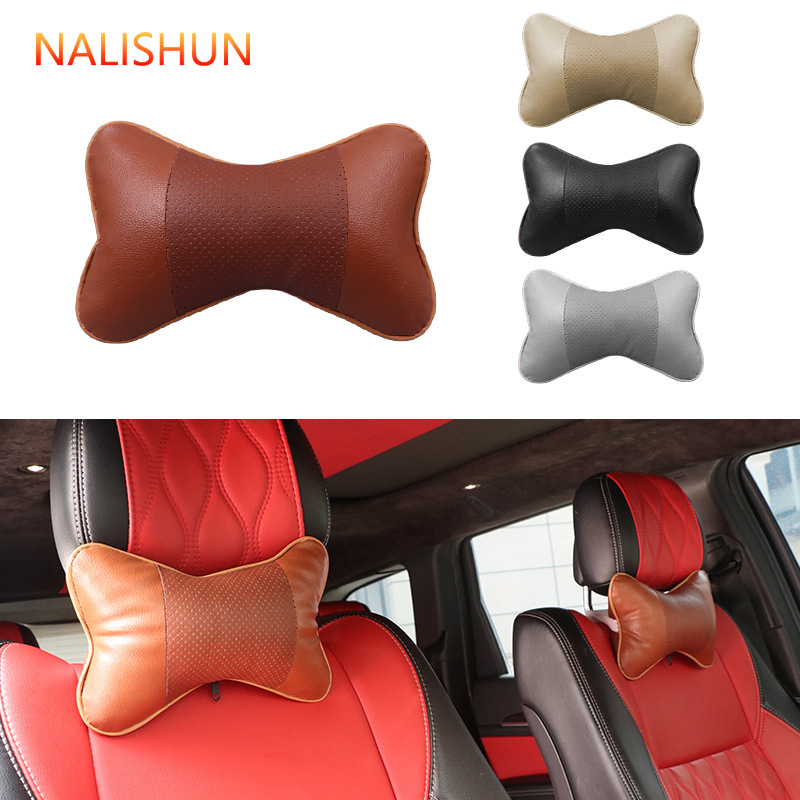 Almohada para el cuello del coche 4 piezas de cuatro piezas Almohada para la cintura del coche Accesorios interiores de cuero de cuatro estaciones