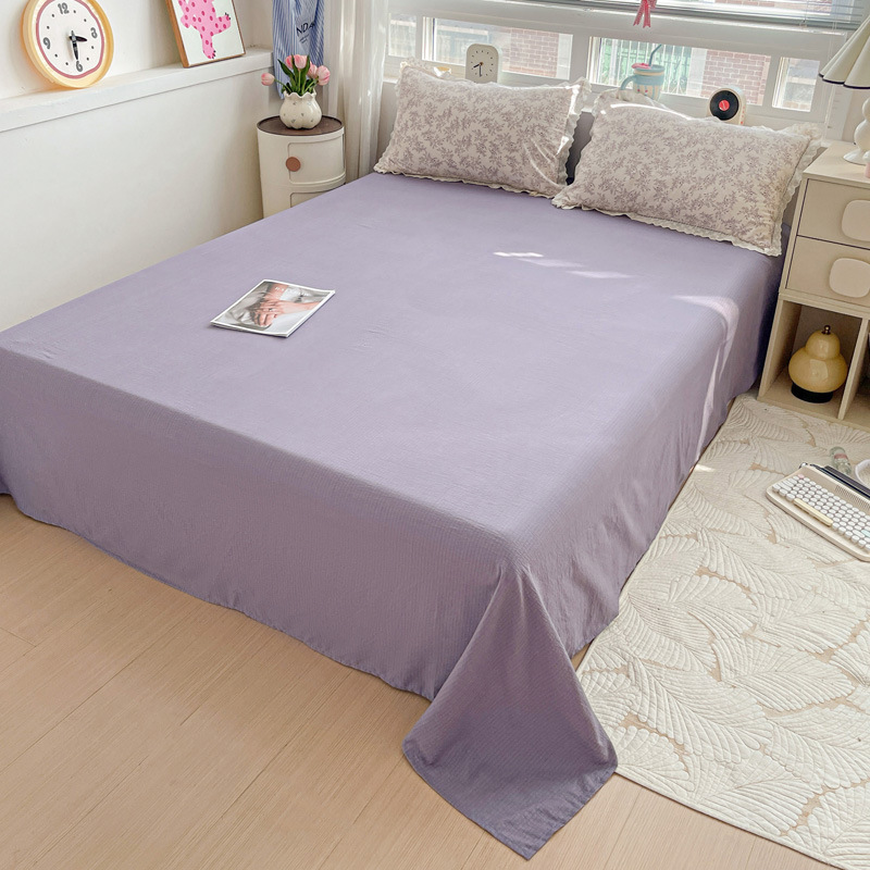 Cama de hilo de doble capa floral de clase A, juego de cuatro piezas, sábanas de algodón de algodón, funda de edredón, ropa de cama, dormitorio de estudiantes, juego de tres piezas 4