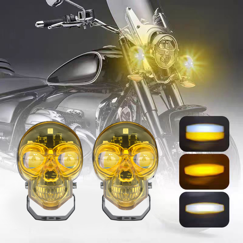 Luz de motocicleta de color blanco y amarillo de dos colores RGB luces de automóviles de colores renovación de luces eléctricas transfronterizas