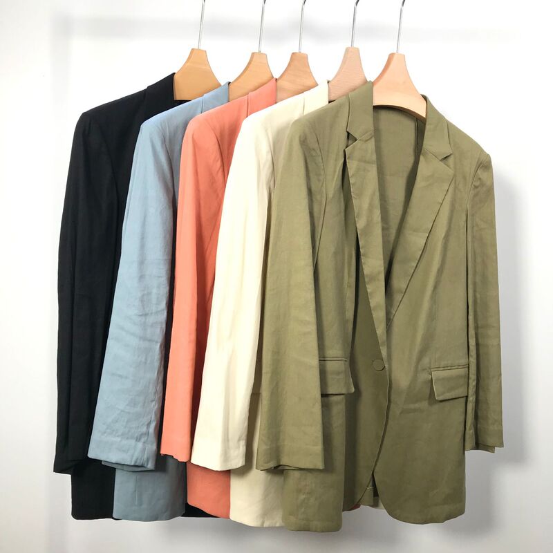 Th Suit Nanyou Linen Blazer for Women, Solid Color, Simple Commuter Style, Slim Fit, Designer Suit, Waist-Cinching, Elegant Commuter Wear