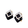 Fashionable silver needle, square crystal earings, earrings, silver 925 sample