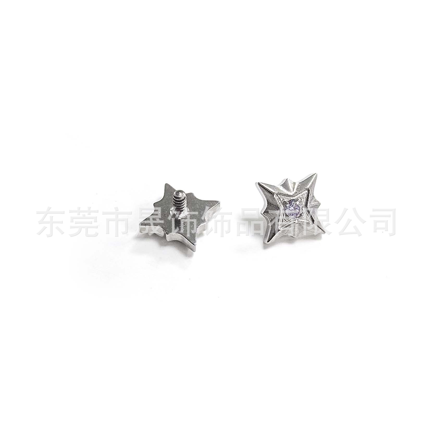 F136 Titanium 芒 Star Studded 5A Cubic Zirconia Ear Stud Labret Stud G23 Implant Grade Titanium 人体 Piercing Jewelry Accessories 头