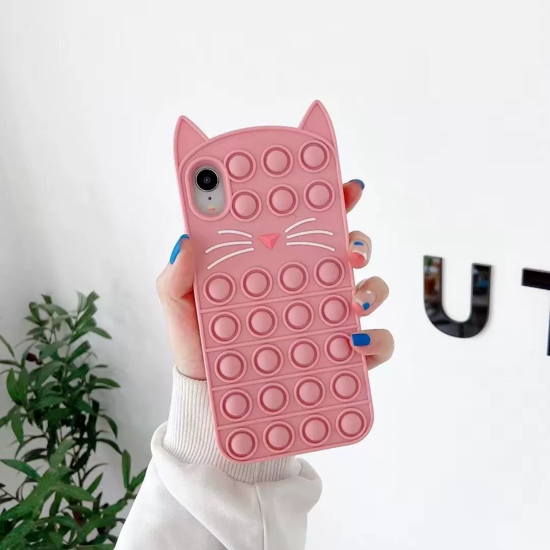 Phone case (Apple compatible) iPhone 13 Pro, silicone pop‑it cat bubble, fits multiple models