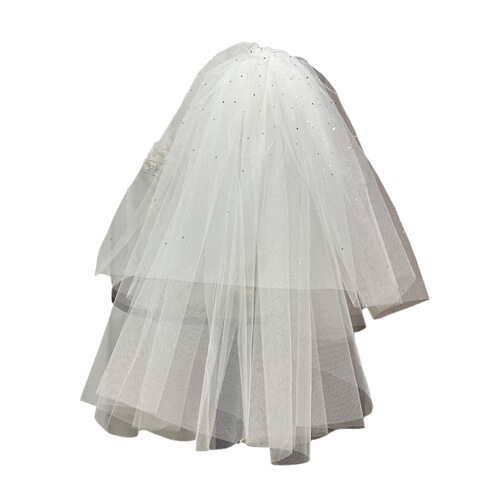 Korean-style beaded bridal veil, pearl beaded and diamond short forest style multi-layer wedding thin flash veil travel photo tiara wedding dress