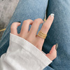 Golden South Korean ring, fashionable advanced brand goods, European style, high-quality style, simple and elegant design, on index finger, wholesale