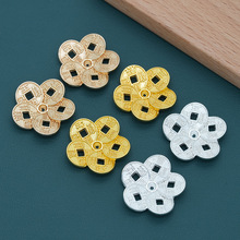 新中式合金电泳高保色铜钱花diy手链发簪汉服旗袍串珠有钱花配件