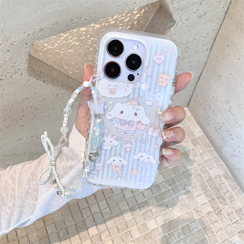 蓝色条纹爱心玉桂狗适用iPhone16苹果15ProMax/14/13手机壳新款女|undefined