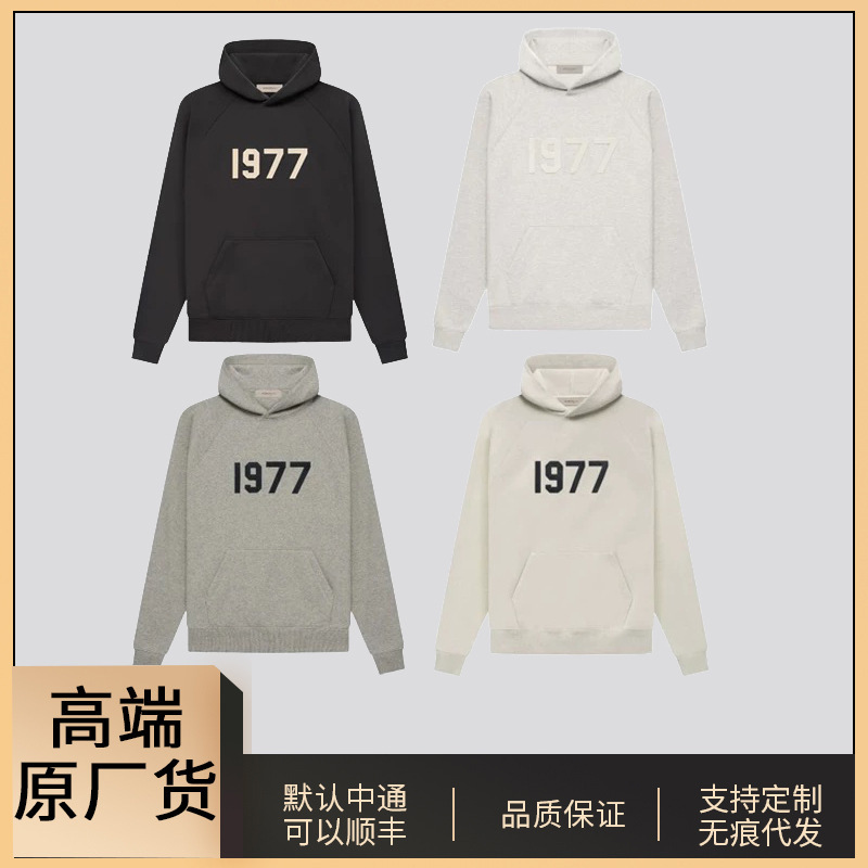 High-End Original Essentials Line Fashion Brand High Street Loose Fit Fleece-Lined 1977 Sweatshirt Oversized Couple's Hoodie