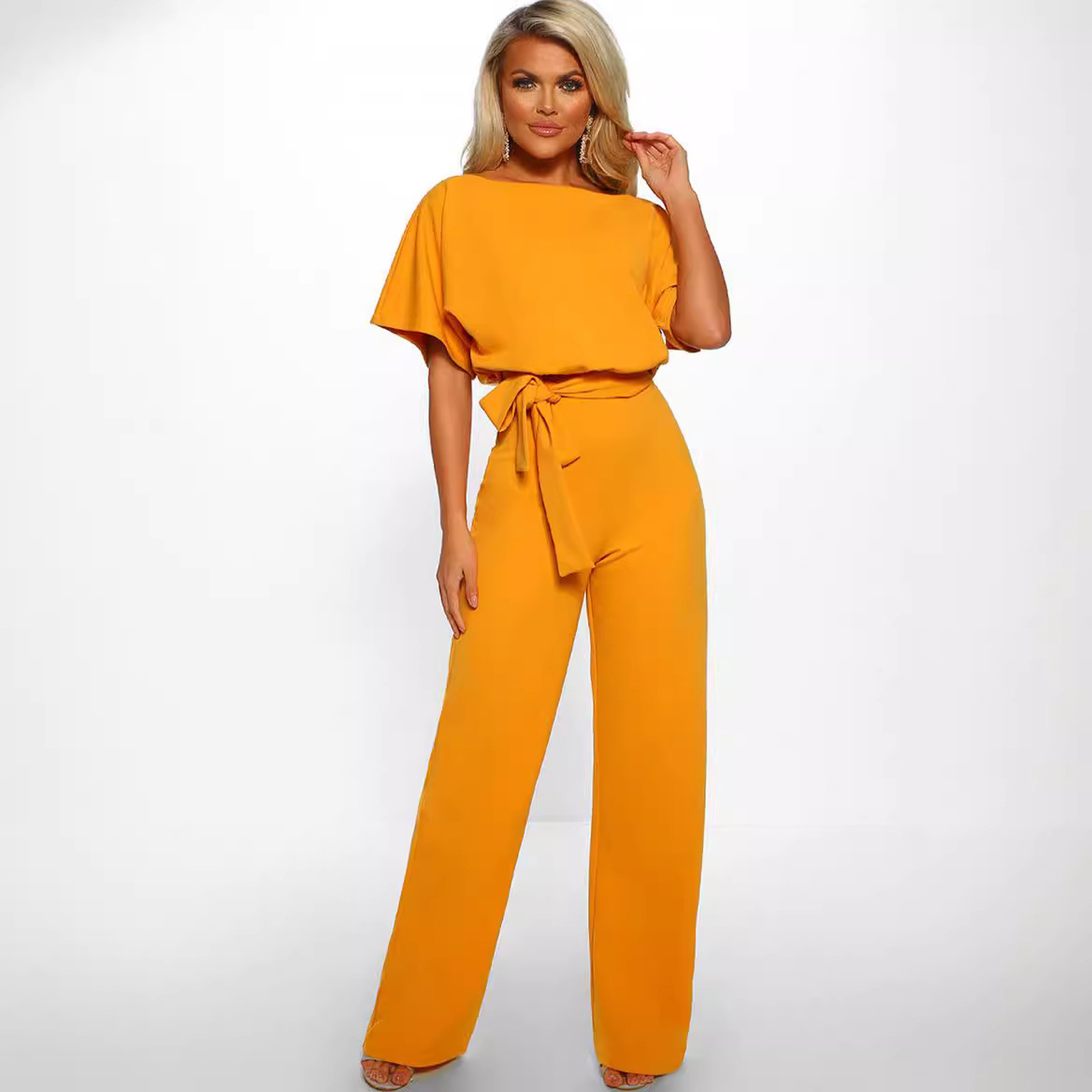 2024 comercio exterior transfronterizo 7 colores venta caliente nuevos productos primavera y verano moda con cordones botones de manga corta mono de mujer ropa de mujer europea y americana image 3