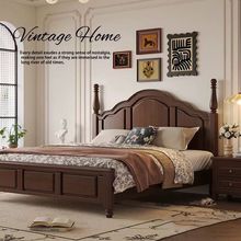 简美风乡村美式实木床现代简约复古法式床双人床轻奢婚床卧室家具