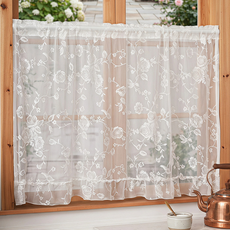 2026 American Country Style Coffee-Colored Curtains for Living Room, Balcony, and Bay Window, Light-Transmitting Hollow Lace Sheer Curtains 2026 American Country Style Coffee-Colored Curtains for Living Room, Balcony, and Bay Window, Light-Transmitting Hollow Lace Sheer Curtains