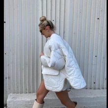 品牌2022冬季街頭街頭潮人歐美女裝棉常規無領寬松型棉衣