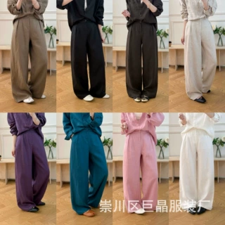 复古亚麻松紧腰系带直筒裤女新款文艺宽松百搭显瘦亚麻休闲裤裤子
