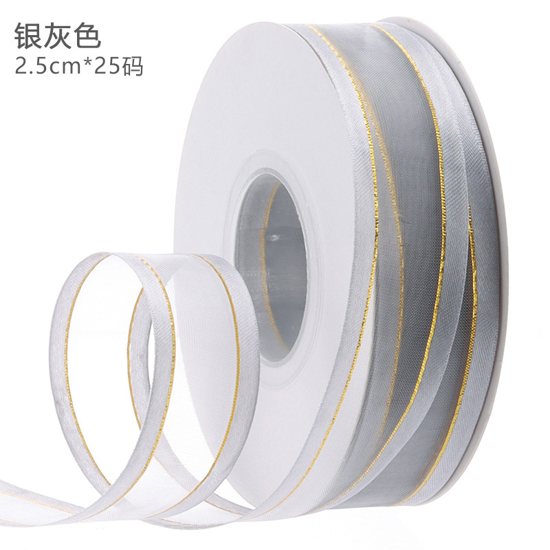 2,5 cm borde ancho hilo de nieve regalo embalaje cinta Ropa Accesorios cinta al por mayor flor embalaje cinta personalización