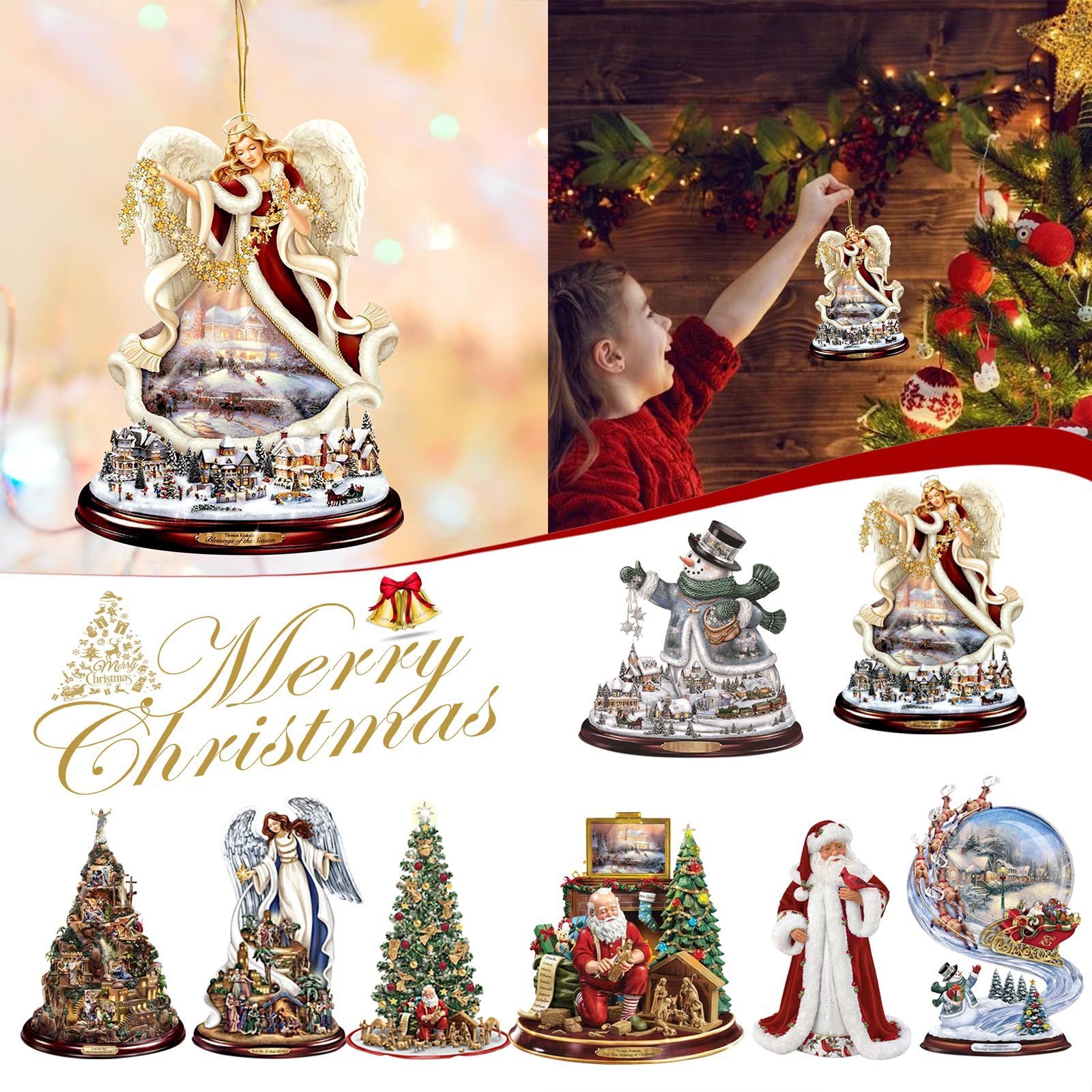 Transfronterizo nuevo creativo árbol de Navidad Santa Claus acrílico colgante artesanía coche colgante decoraciones para el hogar