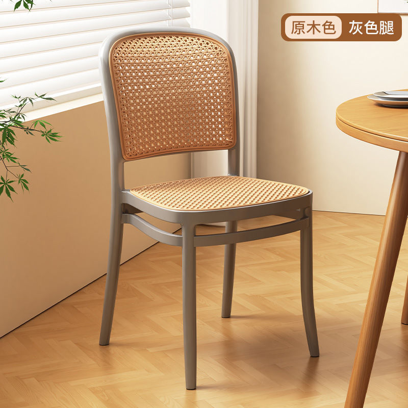 silla de caña silla de comedor medieval nórdica espesa casera de plástico apilando respaldo comercial pequeña casa mesa y silla de ocio