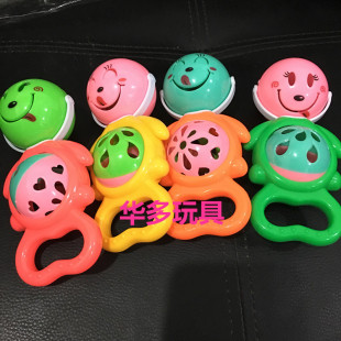 Baby educational toys hand rattle bed bell stall selling children's smiling face rattle toys wholesale