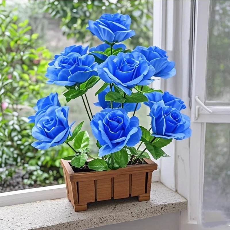 Rosas Artificiales Enviadas de Fábrica, 12 Cabezas de Rosa Pequeñas para Arreglos Florales, Decoración de Bodas, Flores Artificiales al por Mayor