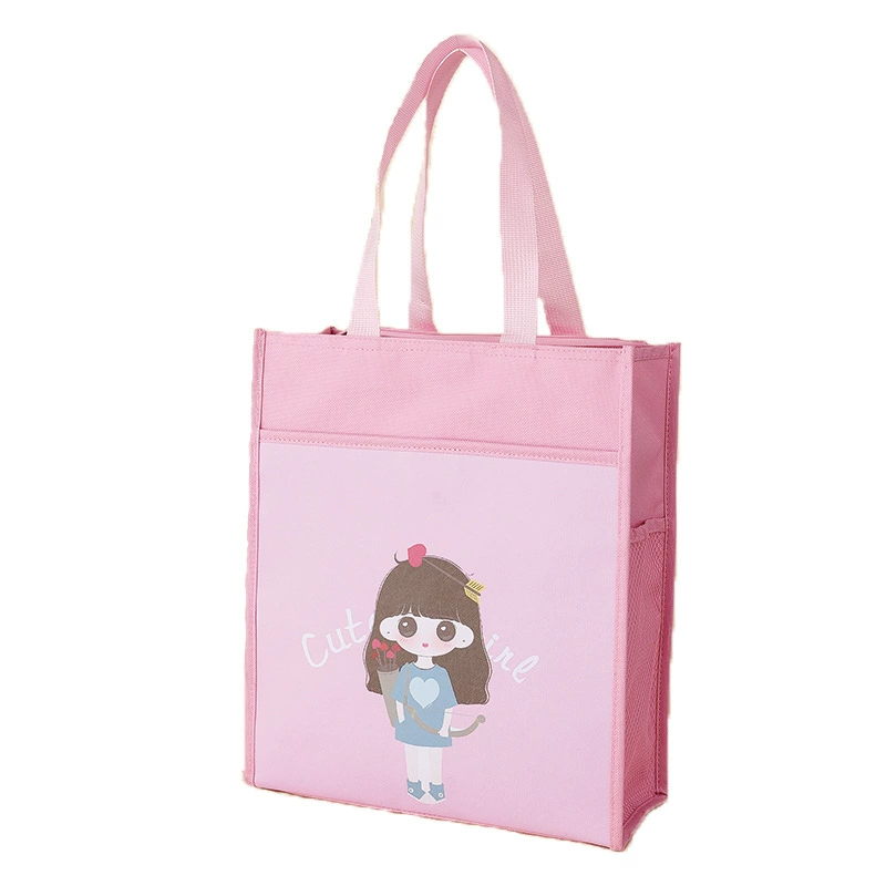 Handheld cartoon cute study bag, foldable linen bag, oxford cloth, increased thickness