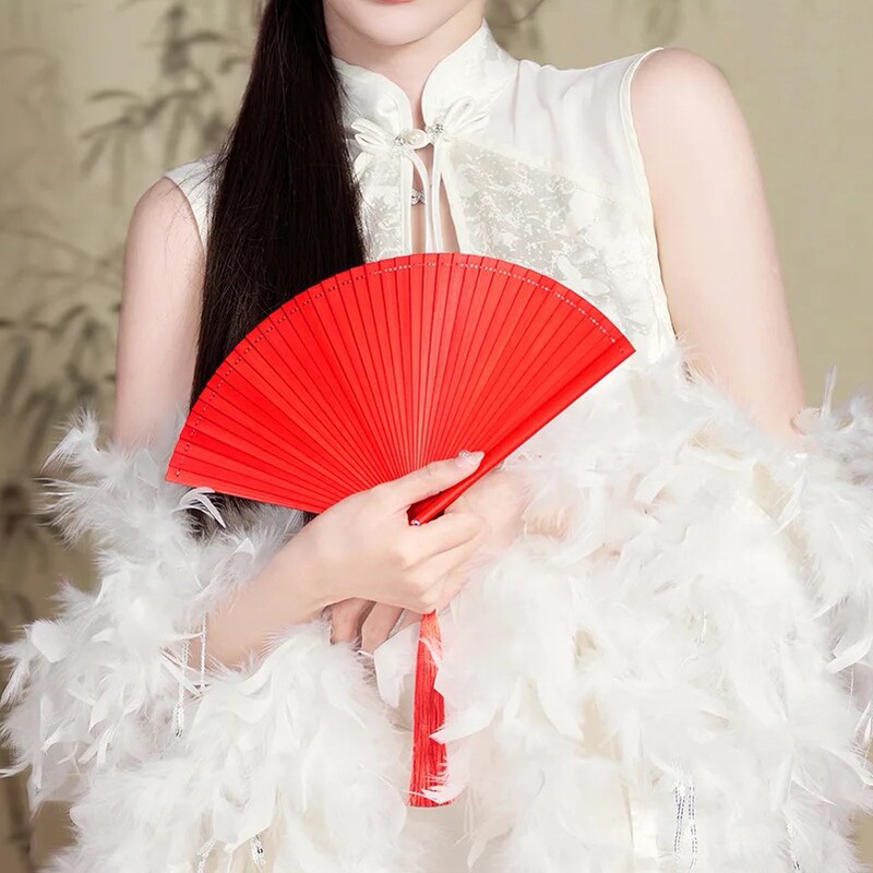 全竹扇子新中国風 5inch ミニ折りたたみポータブルレトロ扇子オリジナル竹天青古典的な夏扇子チャイナ ドレス扇子|undefined