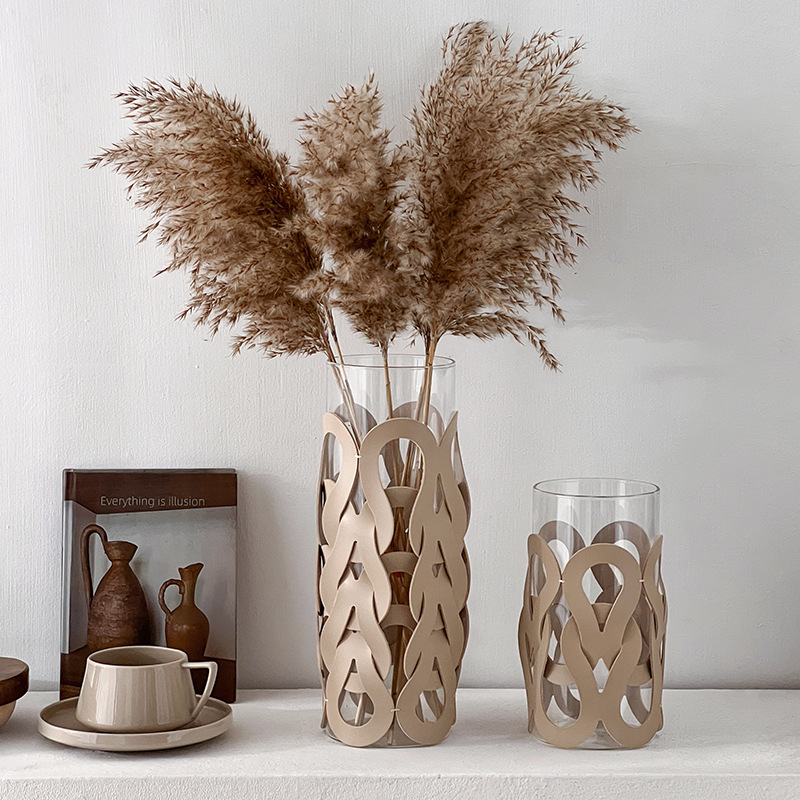 Modern light luxury glass vase high-grade hotel model room living room home dining room desktop decoration flower device