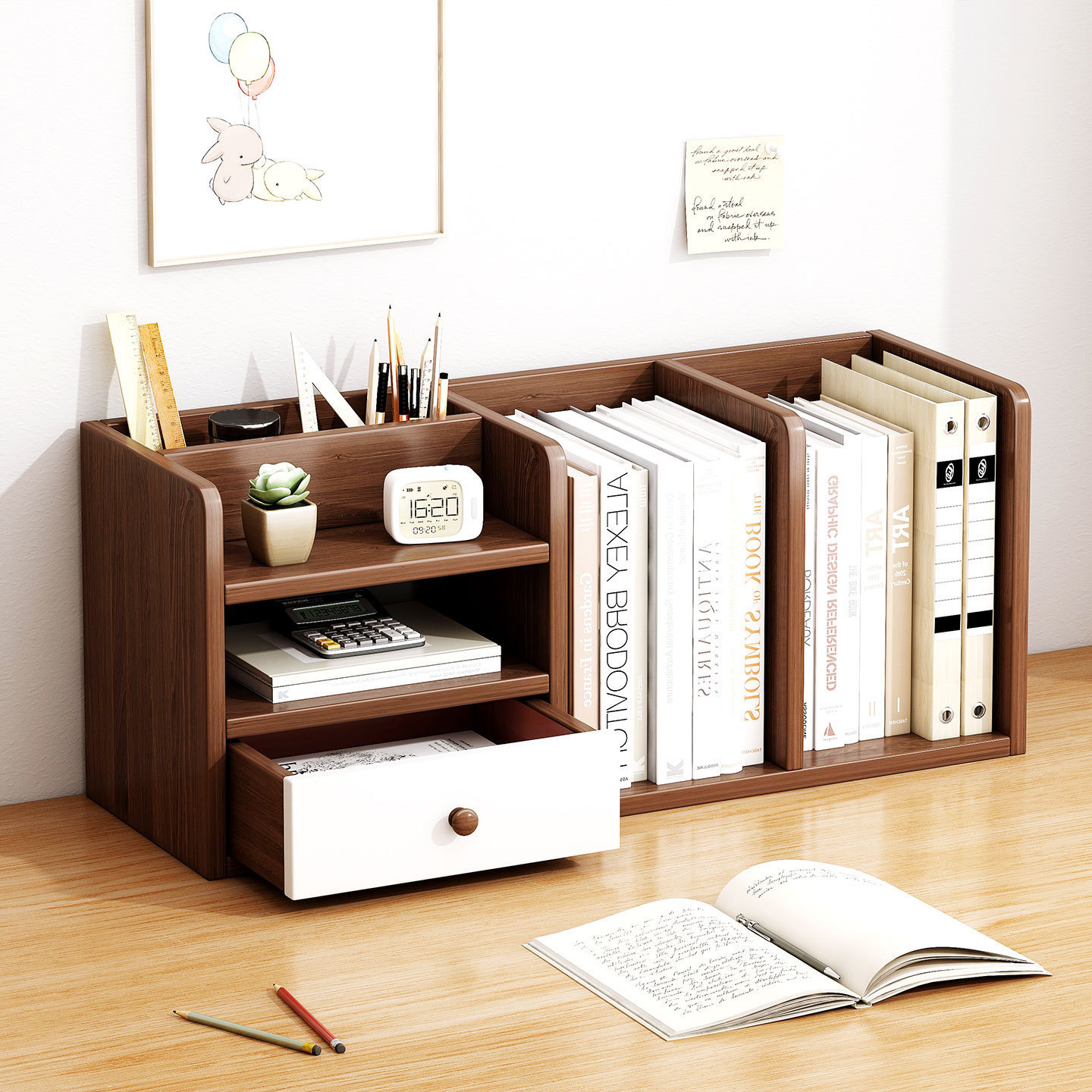 Estante de libros, escritorio de escritorio, estante de almacenamiento de libros básicos, estante vertical multicapa, escritorio de escritorio, estante simple de almacenamiento de archivos