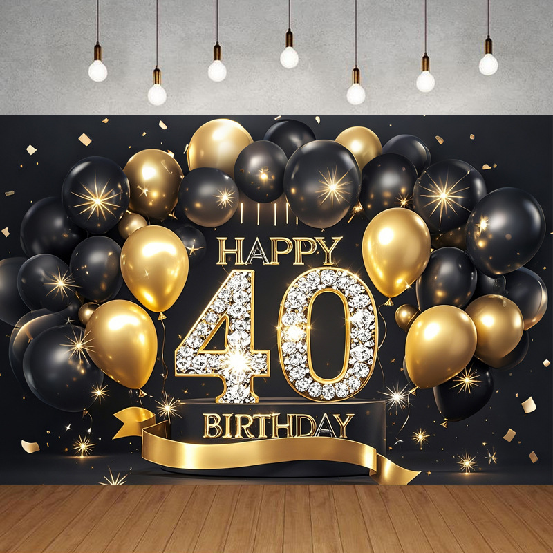 Nueva tela de fondo de feliz cumpleaños transfronteriza, carnaval de fiesta, serie principal de decoración de escenas, banner de cumpleaños