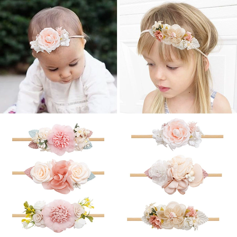 Детские головные уборы принцессы с цветком, аксессуары для волос для девочек, детские сломанные волосы, универсальные детские аксессуары для волос с цветком