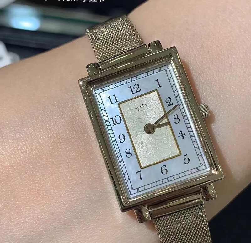 Agete同タイプ中古腕時計ミニ秀気角型麦穂レディース角型レトロ石英時計watch|undefined