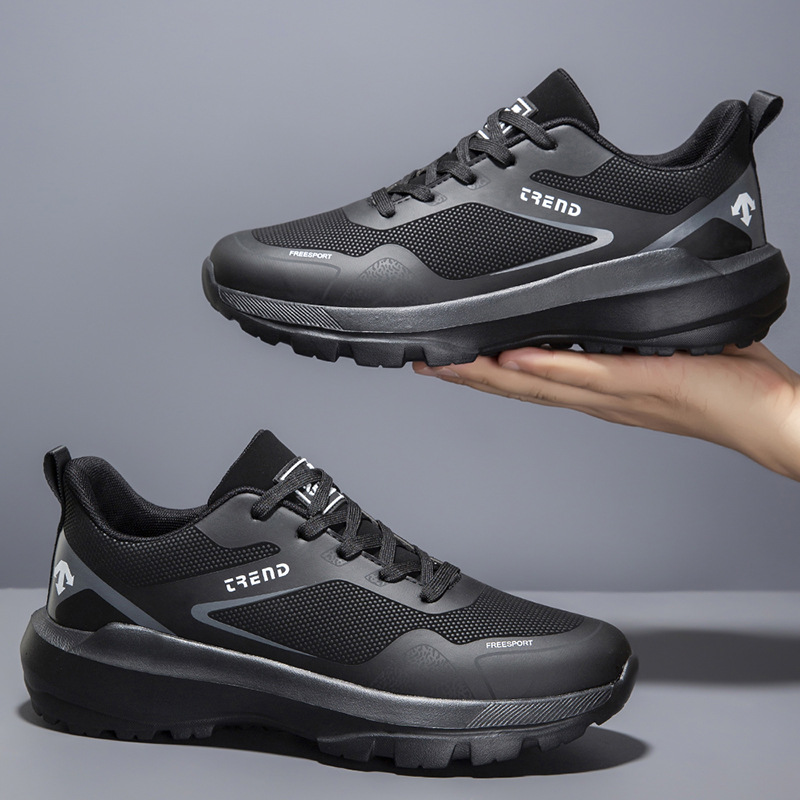 New Thick-Soled Men's Shoes, Leather Sports Shoes, Autumn and Winter Men's Shoes, Ultra-Light Non-Slip Sports Shoes, Outdoor Running Shoes